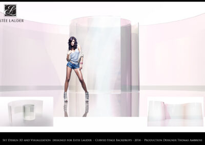 Set Design 3D And Visualization - Estee Lauder - Curved Stage Backdrops - 2014